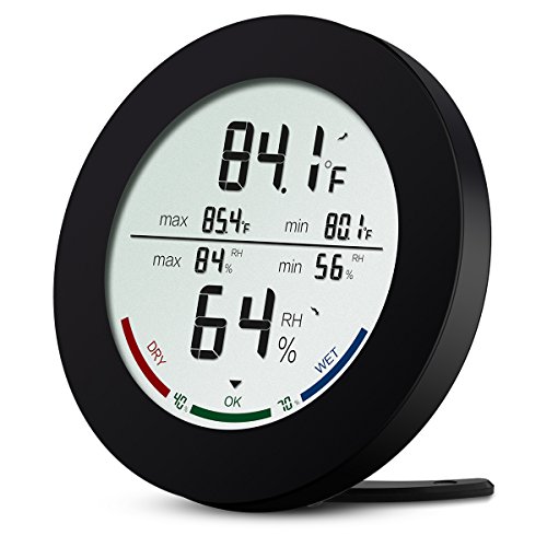Criacr Indoor Hygrometer Thermometer, Temperature and Humidity Thermometer with LCD Screen, MIN/MAX Records, Trend of Temperature Change, ℃/℉ Switch, Comfort Indicators Black