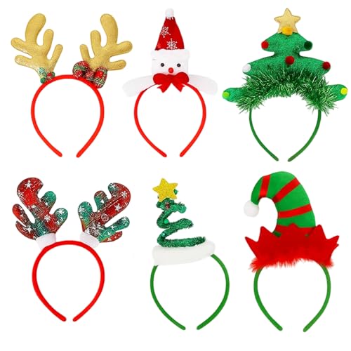 Weihnachts Haarreif, 6 Stück, Weihnachtsbaum, Schneemann, Rentier...