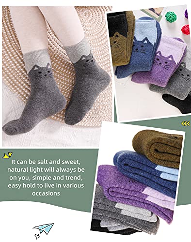 Image of Velice Wool Socks for Women Merino Wool Boot Hiking Thick Thermal Warm Winter Crew Cushion Cozy Work Socks 5 Pairs