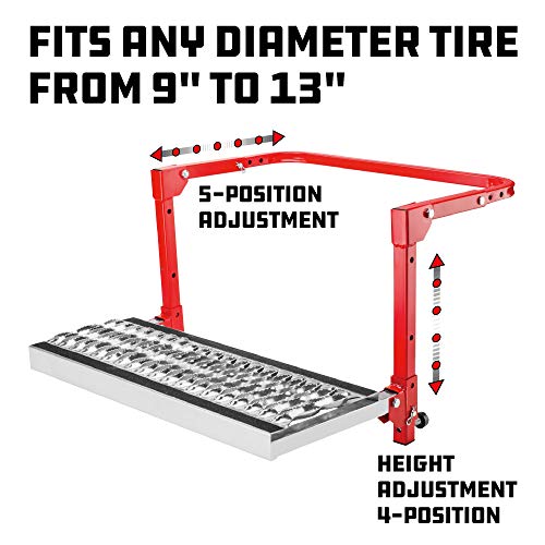 Image of Powerbuilt Tire Step for Truck, SUV, Semi, Heavy Duty 300 lb. Capacity, Non-Slip 'Cheese Grater' Steel Surface, Adjusts to Fit Any Diameter Tire Up to 13 in. Wide, Folds Flat for Storage - 647596E