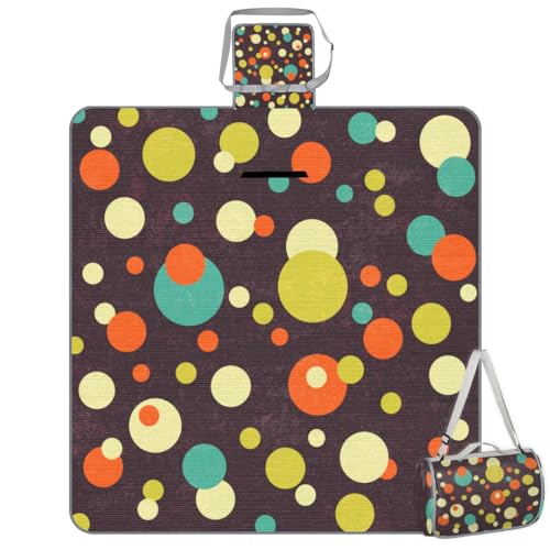 Shimoshe Picnic Blankets 57”x 59”, Colorful Polka Dot Waterproof Sandproof Picnic Mat Lightweight Foldable Beach Blanket for Camping Park Grass Beach Outdoor Blanket