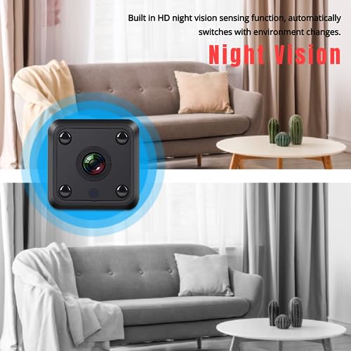 Image of Yunseity 1080P Mini Security Camera, Auto Night Vision Motion Detection Surveillance Camera, Loop Recording & SD Card Storage Indoor Outdoor Camera for Baby Pet Nanny