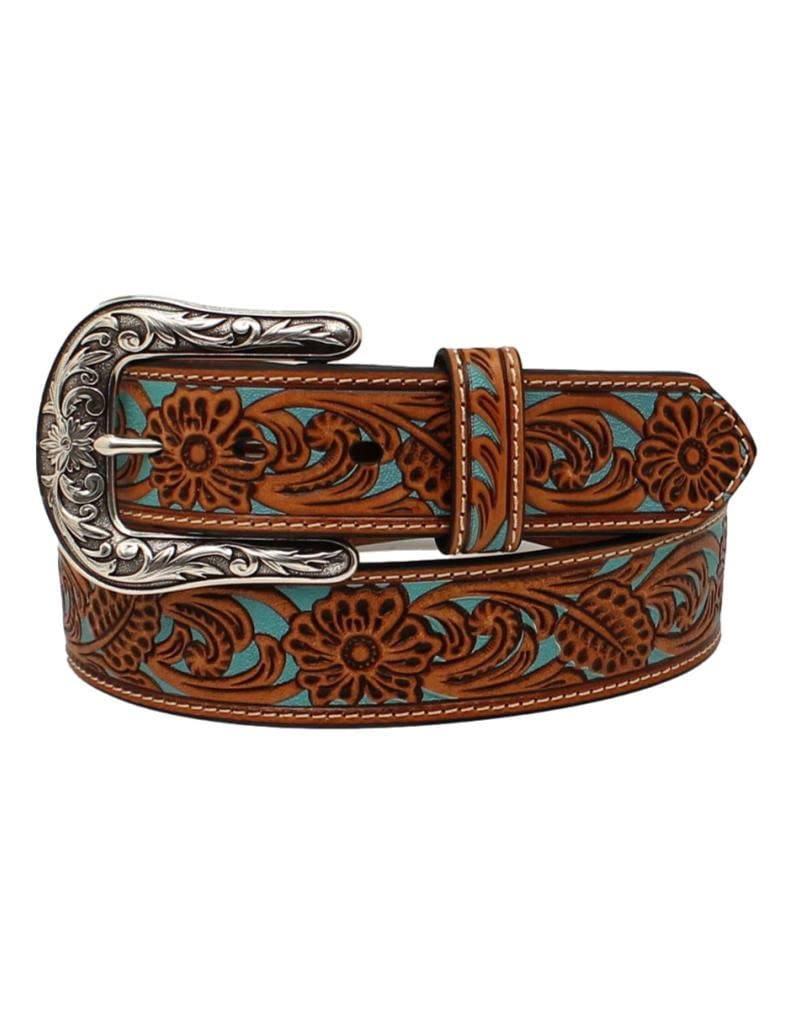 ARIAT Women's Diamond Inlay Center Pattern Belt, Turquoise, Medium