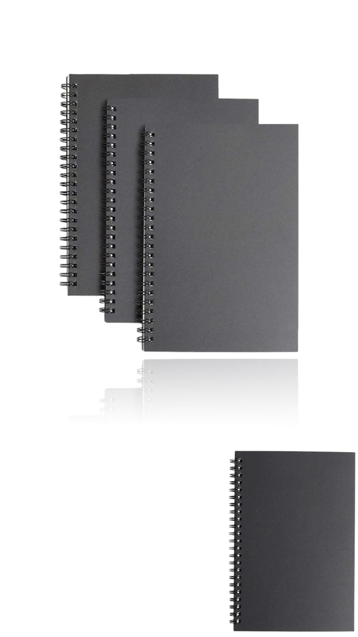 Sweet seven Pack of 3 Soft Cover Spiral Sketchbooks - Kraft Cover, Blank Sketch Pads with 100 Pages/50 Sheets of White Cartridge Paper - Ideal for Travel - Black