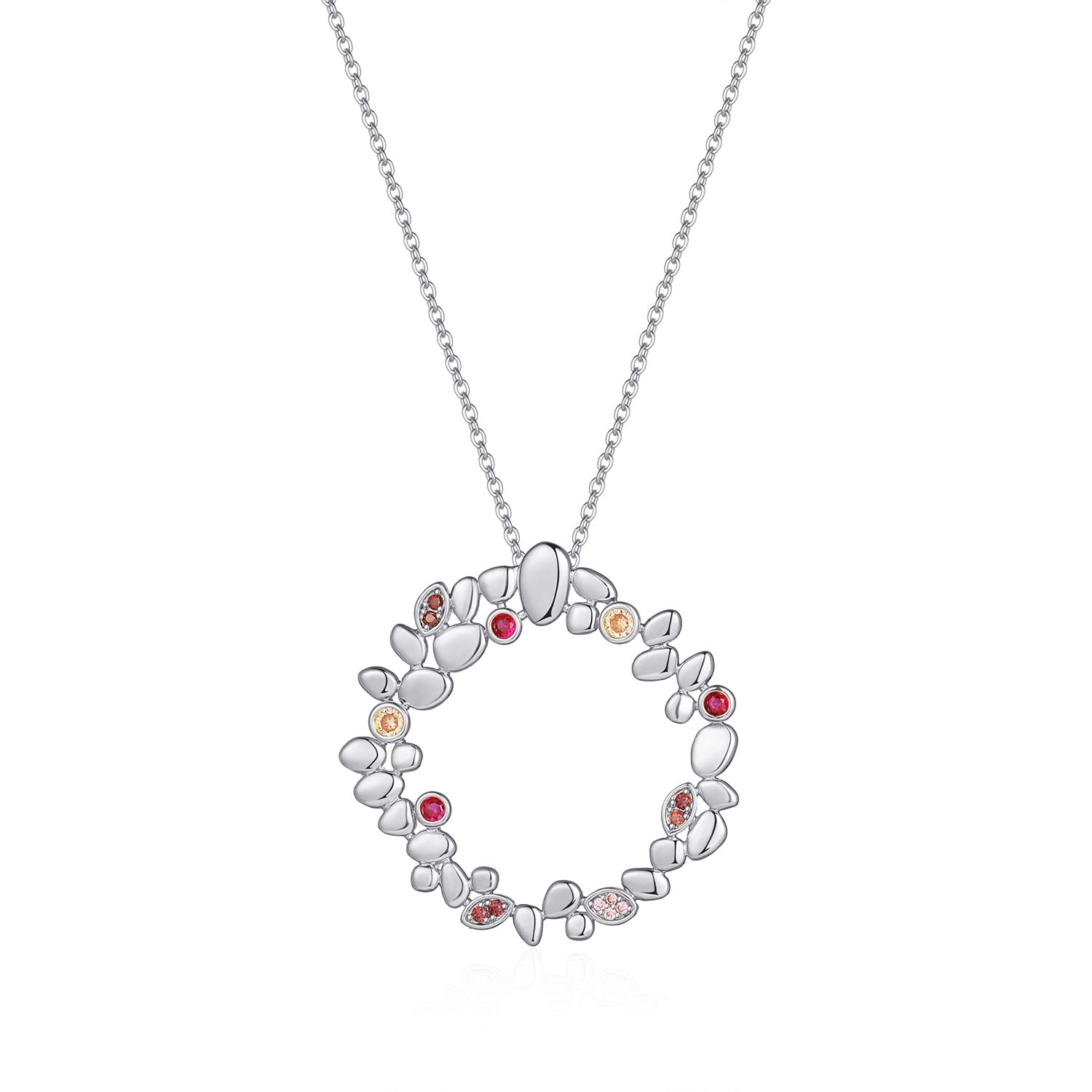 Collane Fiore Rotondo Piccolo Ciondolo intarsiato Cristallo a Catena Sottile Collana Pendente Pendente ciondoli Donna Collana di Moda Gioielli Collana da Donna (Metal Color : SILVER2)