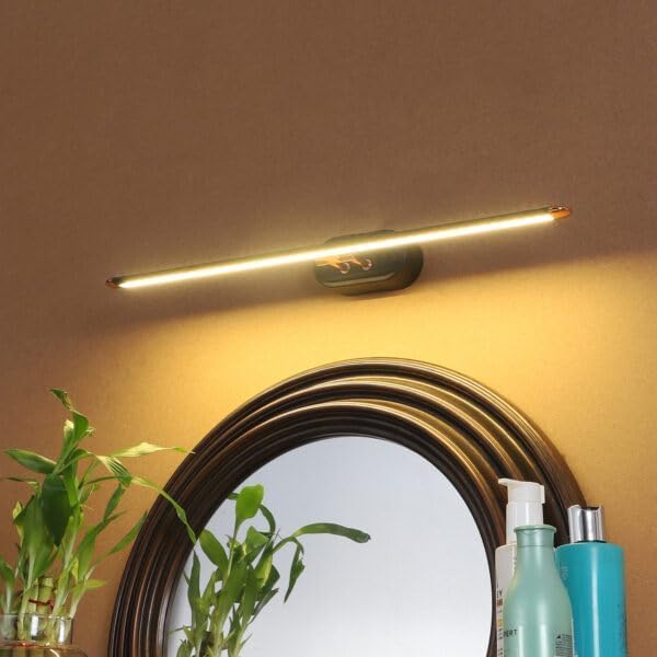 Image of 6W LED Picture Light for Mirror & Painting | Slim Linear Wall Light Gold & Black Finish | Warm White Decorative Wall Lamp for Bedroom, Living Room, Bathroom 2 Year Warranty