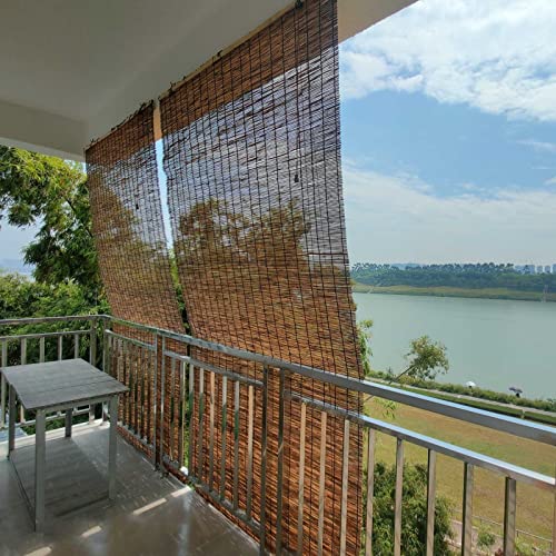 Outdoor Reed Roller Blinds Bamboo Roll Up Blinds Outdoor Bamboo Shades For Patio With Lift Cordless Roman Shades Reed Woven Blinds Privacy Protection/Easy To Install 24 27 30 34 36 46 72" Wide ( Color #TOP2