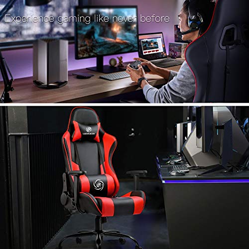 LUCKRACER-Silla-Gaming-Escritorio-Oficina-Gamer-Ergonomico-Respaldo-Reclinable-Giratoria-Ordenador-Rojo