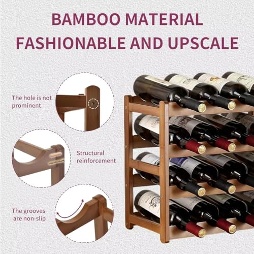 Soporte para botellas de vino de bambú para 12 botellas miniatura 6