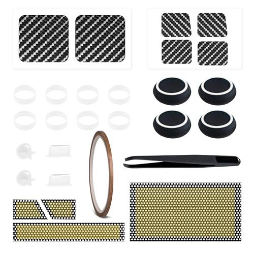 Image of For Steam Deck Accessories Kit, Includes Touchpad Sticker, Dust Filter Cover, Steam Deck Thumb Grip Caps, Silicone Dust Plugs, Protection Sticker Anti-Wear Deck Skin Set (Black, 28pcs /set)