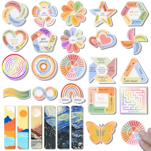 102 Pieces Calm Anxiety Sensory Stickers, 2 Different Surface Tex...