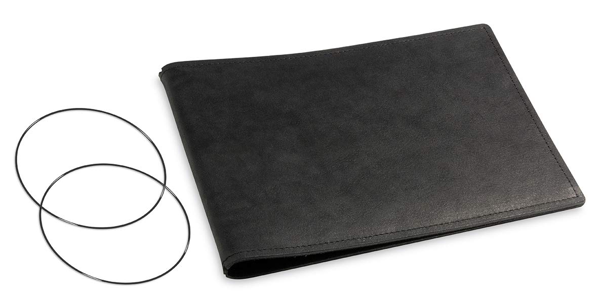 A5+ Querformat, revolutionäres, nachhaltiges X17-Konzept für Notizbuch, Personal Organizer und Terminplaner/Hülle für 2 Hefte! Belgisches Leder schwarz, Made in Germany,17 Jahre Garantie*