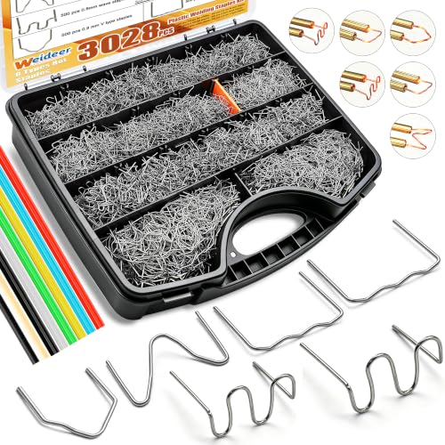 Image of weideer 3028PCS Plastic Welding Staples,Plastic Welder Staples & Welding Rods,8 Types, Auto Bumper Repair Kit,Hot Staples with Portable Toolbox for Car, DIYers,Toy