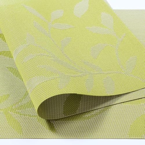 Image of Potency Table Mats Set of 4, Woven Placemate for Dining Table, Heat-Resistant Placemats Stain Resistant Anti-Skid Washable PVC Table Mats, Vinyl Placemats for Dining Kitchen Restaurant Table (C-Green)