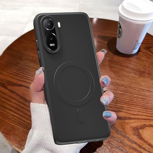 Image of Pikkme Back Cover for Redmi A7 Pro /Poco C85x 5G Soft Matte Silicone Mag-Safe Design (Mag-Safe Not Support) Camera Protection | Slim Fit Bumper Cover (Black)