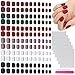 Mwoot 144 Pièces Faux Ongles Courtes Colorés Faux Ongles Artificiels Carrés Appuyer sur Ongles de Cercueil à Couverture Complète Court Tête Ronde Fake Nail, Matte French False Nail Tips