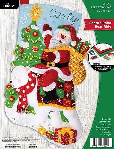Kit chaussette feutre ours polaire Bucilla à offrir ou broder pour Noël