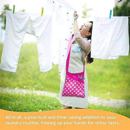 Smith’s Peg Bag in Pink and White Polka Dot Pattern with Adjustable Shoulder Strap | Holds Up to 108 Regular Pegs | Strong, Durable, and Water Resistant Material - Image 7