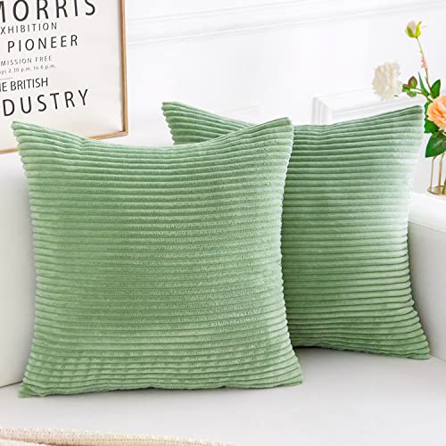 Yonous Corduroy Cushion Covers, Soft Square Decorative Throw Pillow Home Decor for Living Room Couch Bed Sofa Set of 2 Pack