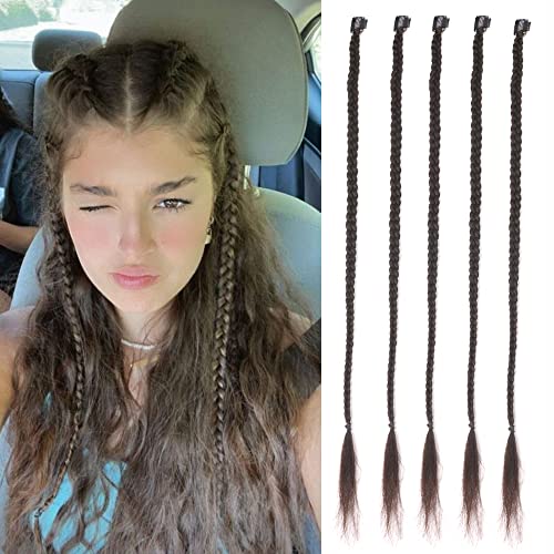 Braid Hair Extensions, 5 PCS Baby Braids Front Side Bangs Long Braided Hair Piece Natural Soft Hair...