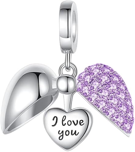 Globo aerostático y dije de plata de ley 925 con piedra natal de corazón para pulseras y collares con circonita cúbica 5A, regalos de joyería para