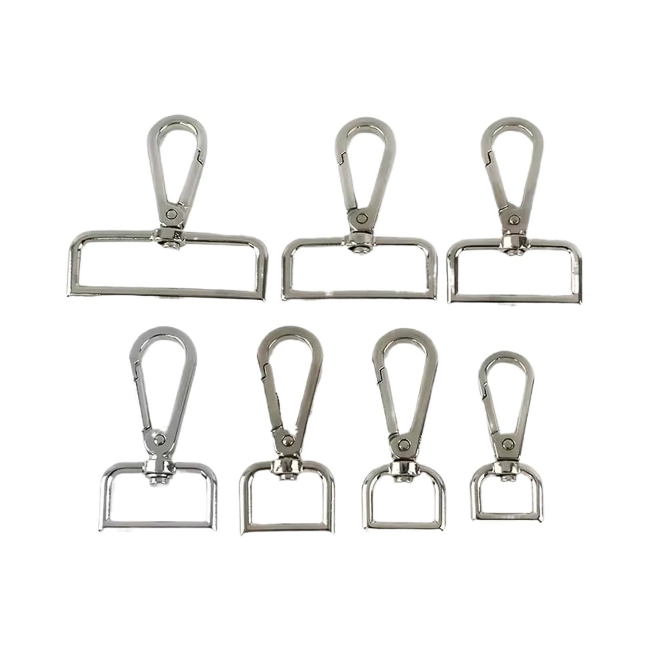 PVUVTNAHW 100Pcs 16/20/26/32/38mm Metal Buckles Bag Strap Lobster Swivel Carabiner Snap Hook Collar KeyChain(F2-10-Silver,32mm)