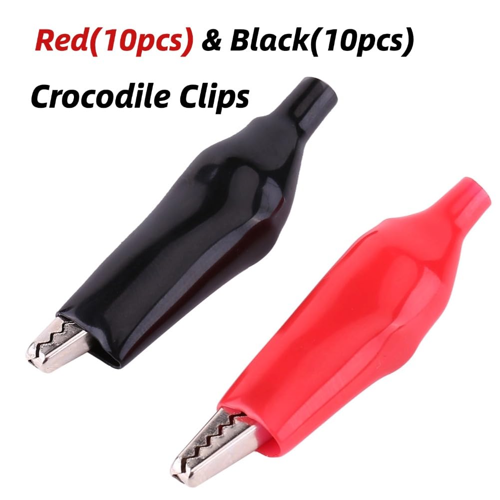 20pcs 28mm Abrazadera Eléctrica Del Cocodrilo, Pinzas De Clip De Cocodrilo Prueba De La Prueba Metel Con La Cubierta De Aislamiento Protectora
