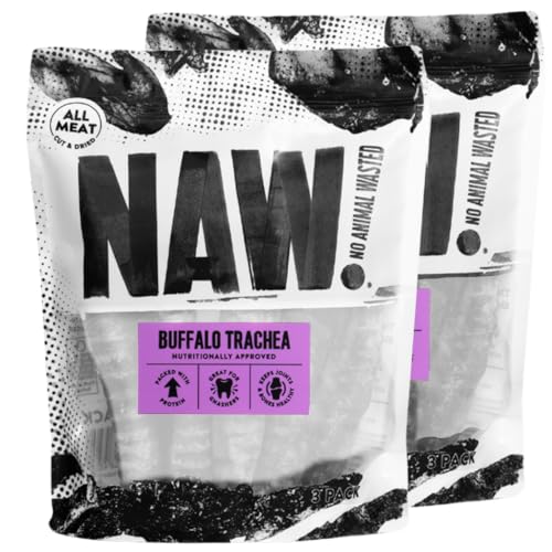 NAW Buffalo Trachea For Dogs 6 Chews (2 Packs of 3) Premium Trachea Dog Chews Made From 100% Natural Buffalo To Support Healthy Dental Hygeine
