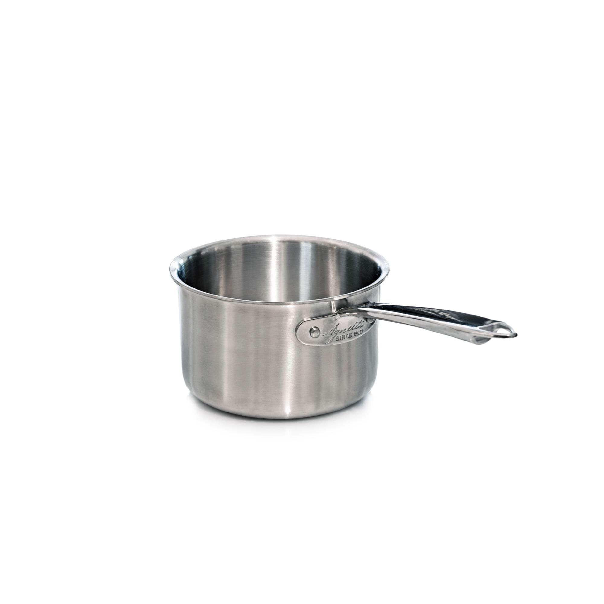 Pentole Agnelli ALIX105ALIN24 High Casserole with Steel Handle, Aluminum-Steel Trilaminate for Induction, 24 cm