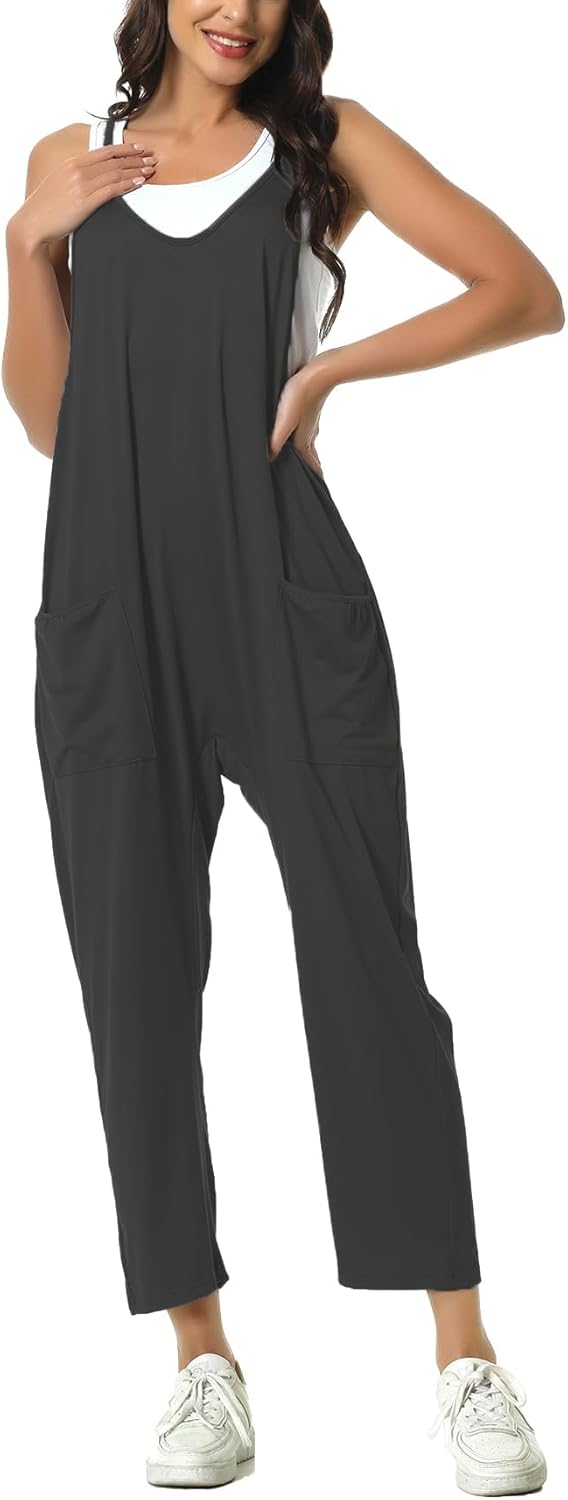 Rompers for Women Casual Summer Jumpsuits Sleeveless Loose Spaghetti Strap Overalls Jumpers