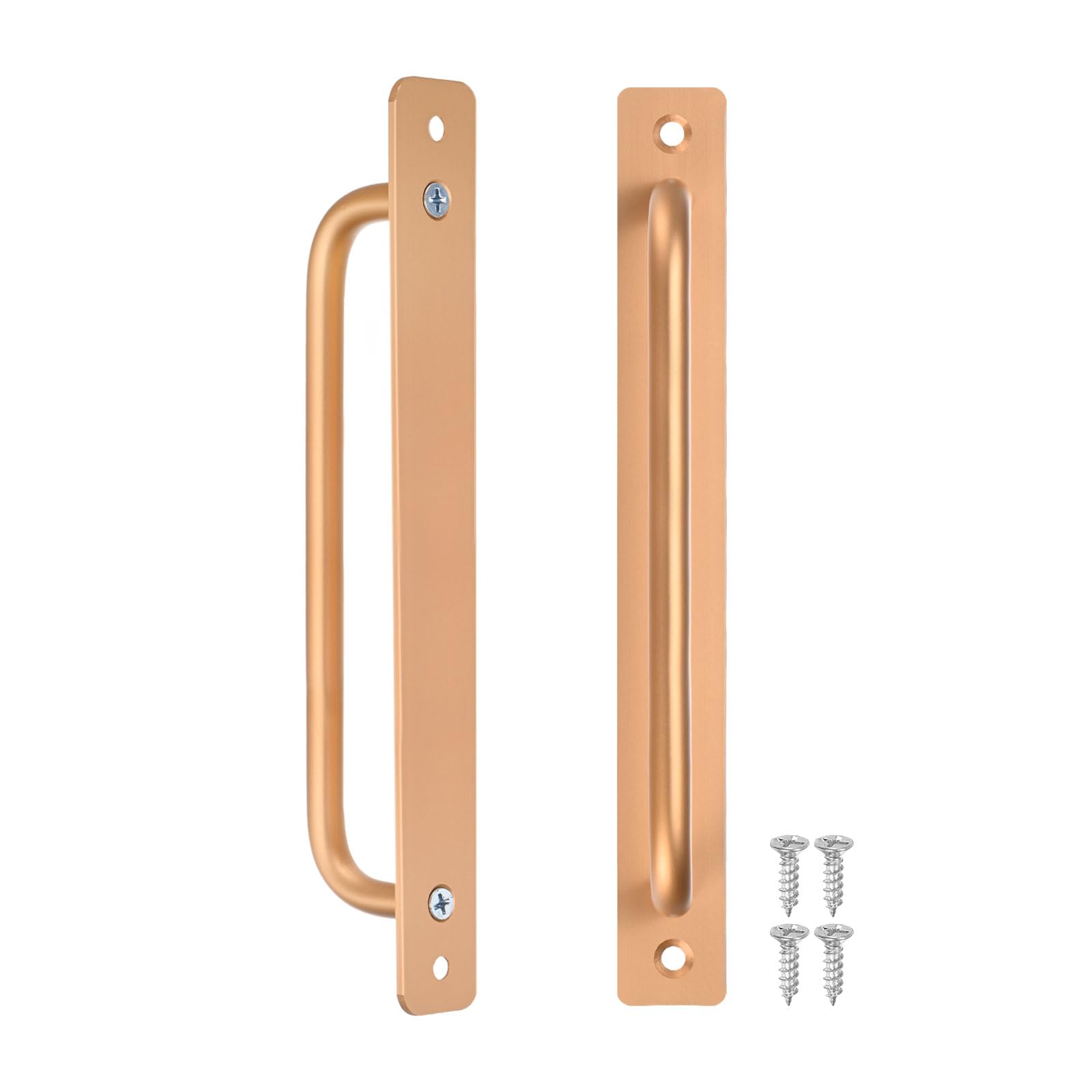 M METERXITY 2-Pack Barn Door Handles, 7.56Inch/192mm Hole Center Aluminium Alloy Gate Handle with Mounting Screws for Bathroom/Wardrobe/Closet/Kitchen, Sliding Door Handle with Plate [Gold]