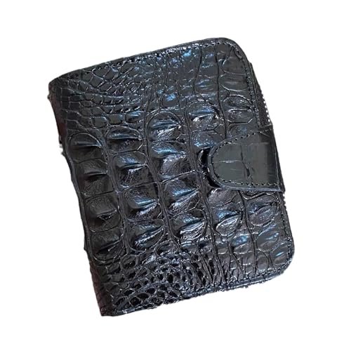 Genuine Alligator Wallet Credit Card Holder skin Alligator Wallet Leather women's alligator mini walllets leather for womens (Black)