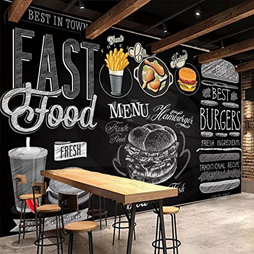 Papier peint mural 3D mode tableau noir Fast Food Burger Restaurant fond décoration murale papier...