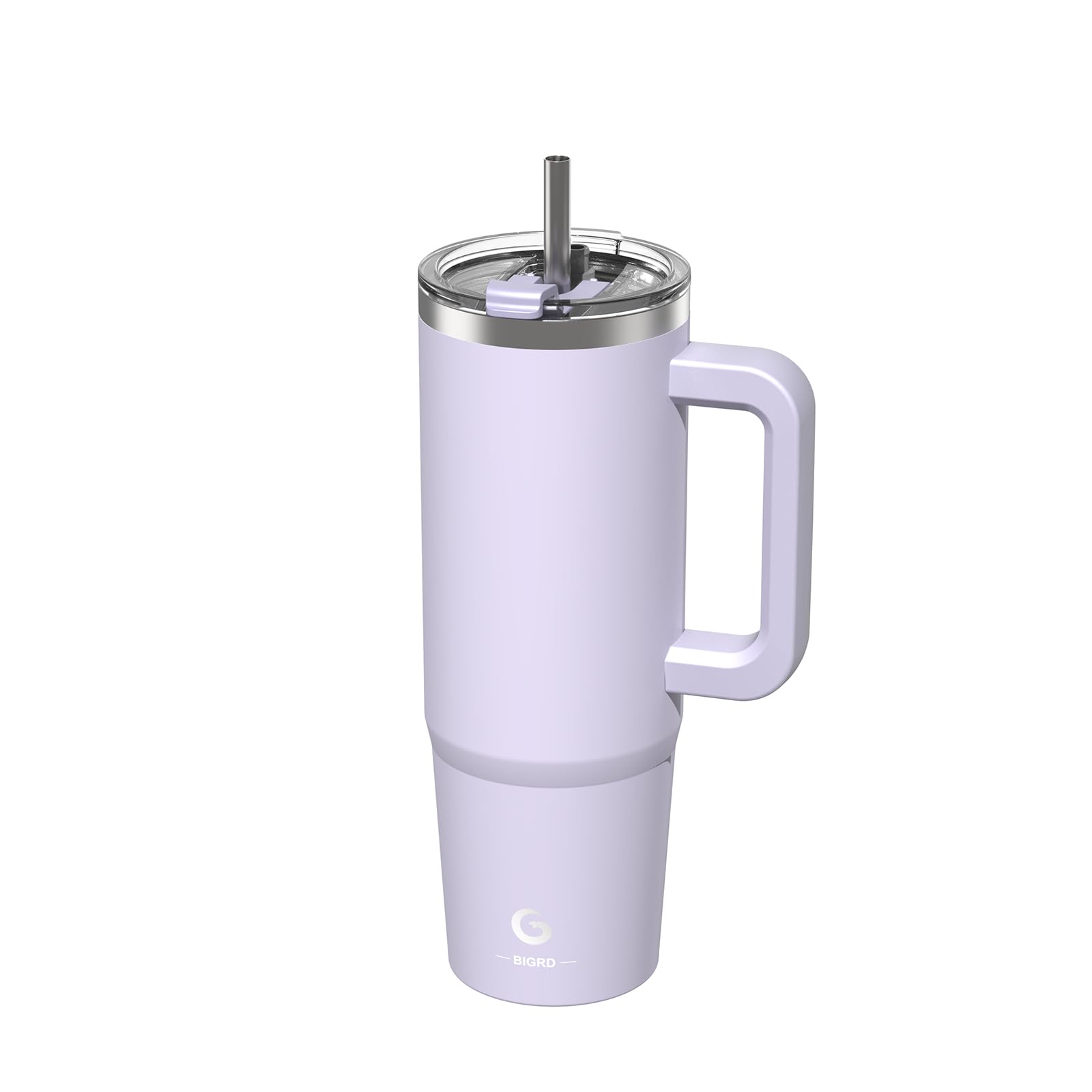 BIGRD 890ml Insulated Coffee Cup Travel Mug Double-Walled Stainless Steel Vacuum Leak-Proof Drinking Cup with Handle and Straw Thermal Tumbler,Purple