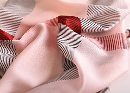 Silk Feeling Long Satin Scarf Fashion Beach Scarf Shawl Check Style Sunscreen Shawls Wraps-Lightweight Pattern - Image 3