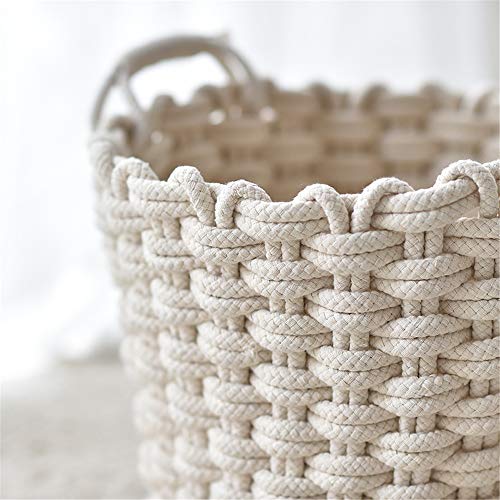 Mdfql Woven Storage Baskets, Cotton Rope Basket With Handle, Natural Woven Basket Cotton Rope Bin, For Nursery, Toys, Blankets, And Laundry,M #TOP3