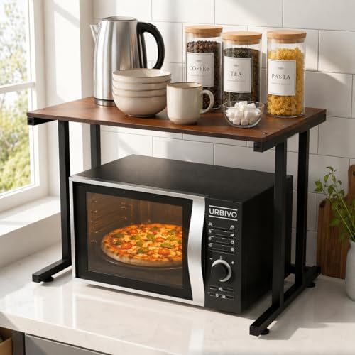 Image of I-Series Microwave Oven Stand for Kitchen Microwave Stand for Kitchen Platform Wooden Top Metal Frame OTG Stand 40 kg Rust-Resistant 58x35.5x41 cm
