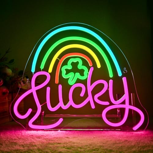 Image of Lucky Clover Neon Signs Leaf Wall Light for St. Patrick's Day Party Decor
