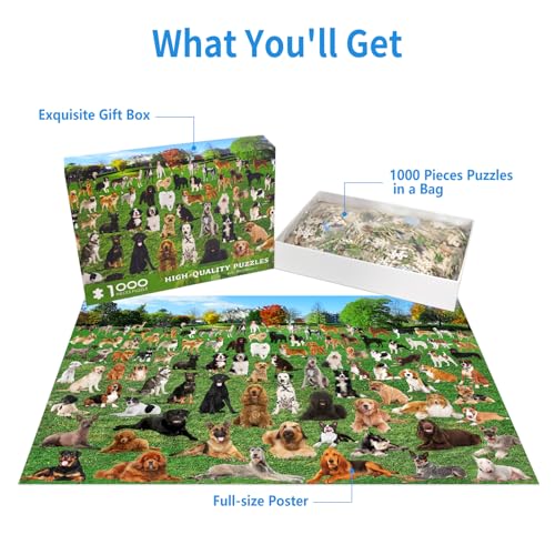 1000 piece jigsaw puzzles for adults-101 Lawn Puppies Puzzles For Adults 1000 Pieces Dogs Park Jigsaw Puzzles 1000 Pieces For Adults 101 Puppy Group Photo Puzzle 1000 Pieces - Image 3