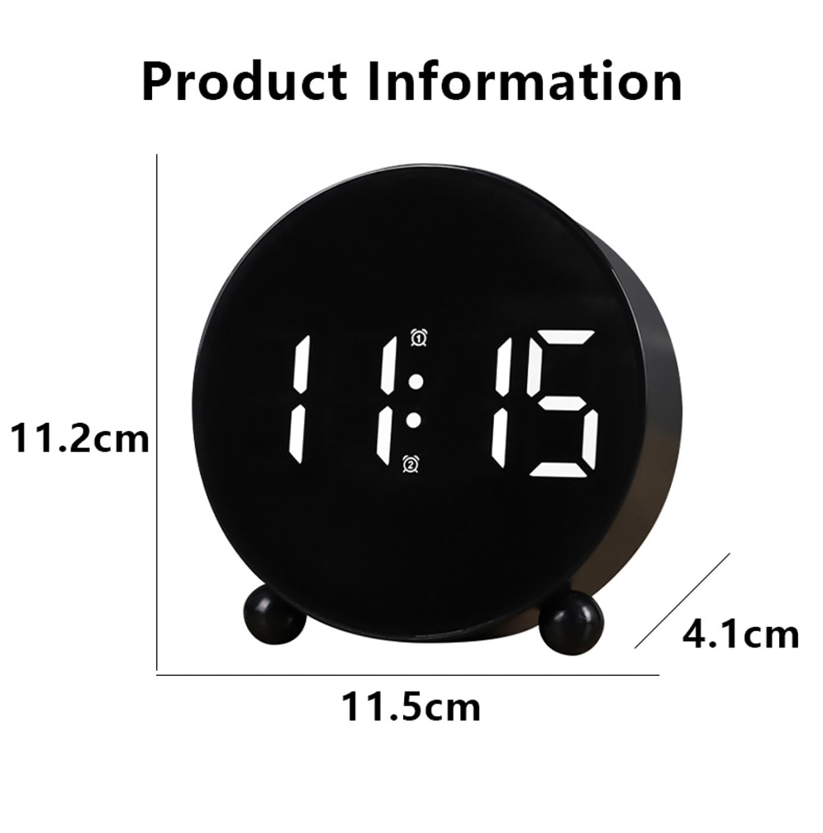 Reloj Despertador Redondo Digital LED Activado por Tacto para Mesa de Estudio | Alarma dual, repetición de alarma, visualización de la semana, USB/alimentado por batería, reloj de escritorio,