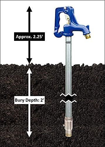 K2 Pumps LF 2' FP Yard Hydrant; L 4.25', Bury Depth: 2', Above Ground: 2.25'
