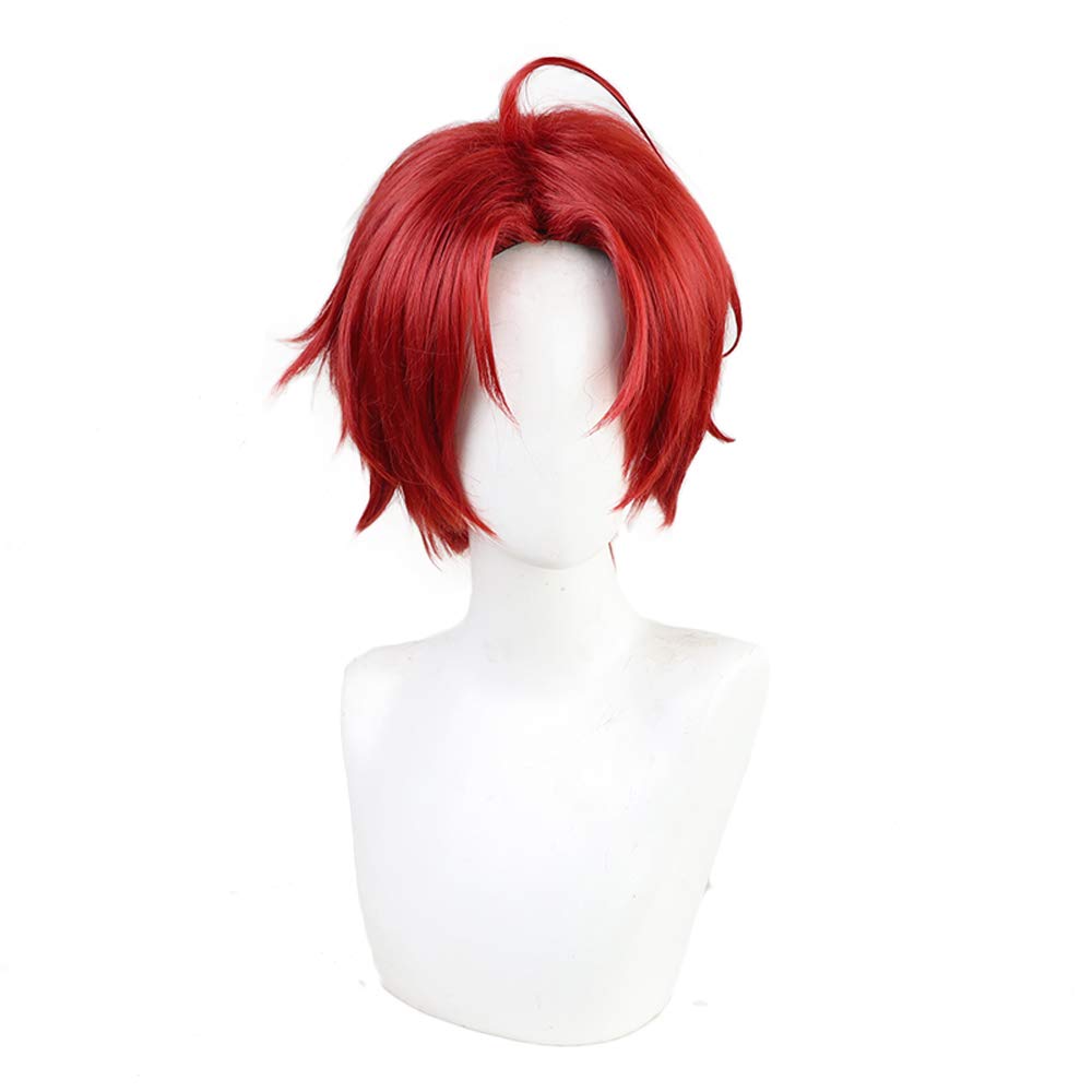 Shancon Anime Momoe Sawaki Wig Red Short Curly Party Hair Halloween Cosplay Props Accessory Women