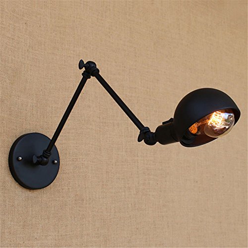 Preisvergleich Produktbild Amadoierly Wandleuchte schwarz Eisen Lampe mit einem Retro-Schalter Hotelzimmer / Esszimmer / Schlafzimmer Dekoration Wandleuchte, Armlänge 20cm +20 cm