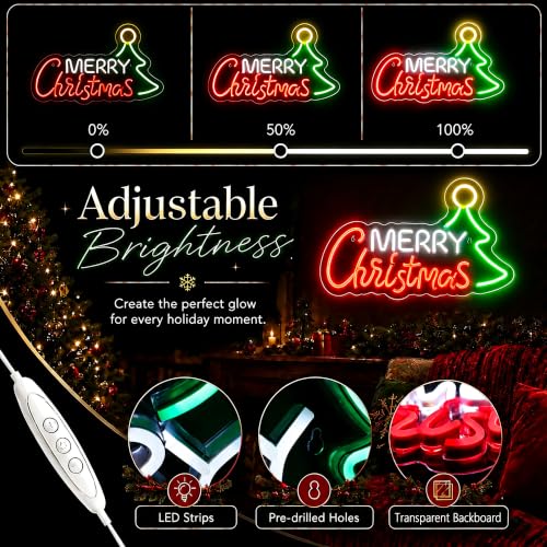 Image of Merry Christmas Neon Signs for Wall Decor, Christmas Led Sign