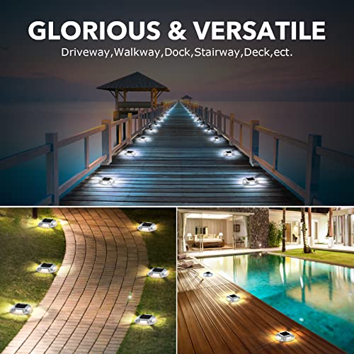 image for Solar Driveway Lights Outdoor, AGPTEK Solar Deck Lights 2 Color Modes 