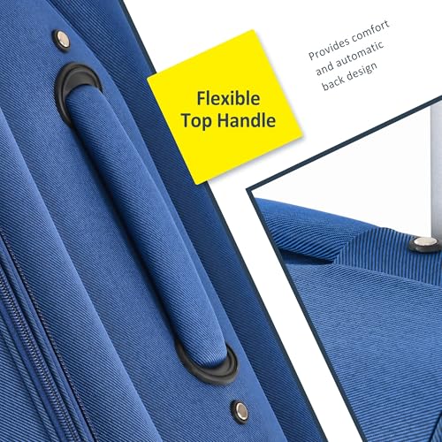 Bed Bath & Beyond Softside Luggage Expandable 3 Piece Set Suitcase Upright Spinner Softshell Lightweight Luggage Travel Set Blue3