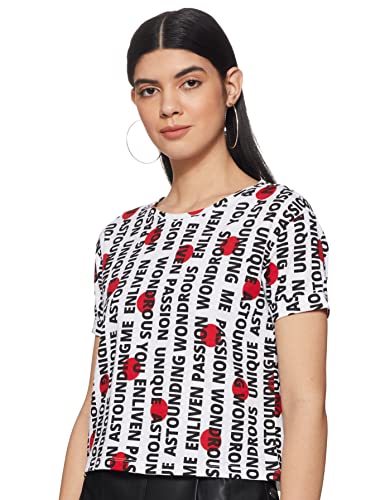 Image of Max Women Printed Regular Fit Crop T-Shirt