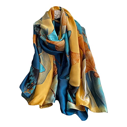 Image of Aufeel Fashion Scarves 100% Silk Felling Scarf Long Lightweight Sunscreen Shawls Wrap for Women Hair Scarves