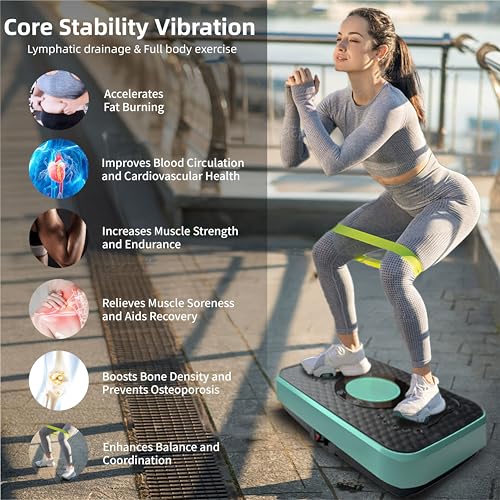 Image of Vibration Plate Machine with Resistance Bands and Remote Control 125 Speed Levels 450LB Capacity Whole Body Oscillating Platform for Home Use