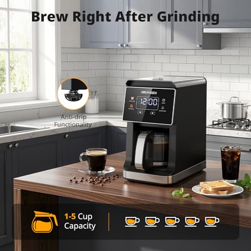 AIRMSEN 5 Cup Grind & Brew